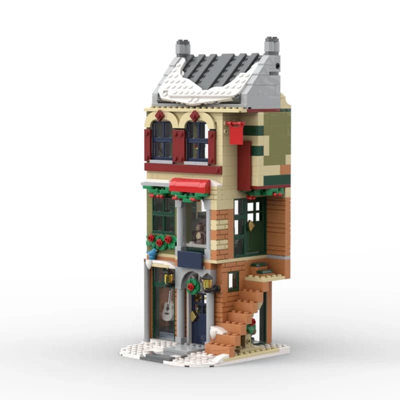 749 Pezzi MOC Strada Principale Festiva, Modello Natalizio, Blocchi da Costruzione, Giocattolo Architettonico, Regalo Educativo Creativo Fai-da-Te per Bambini