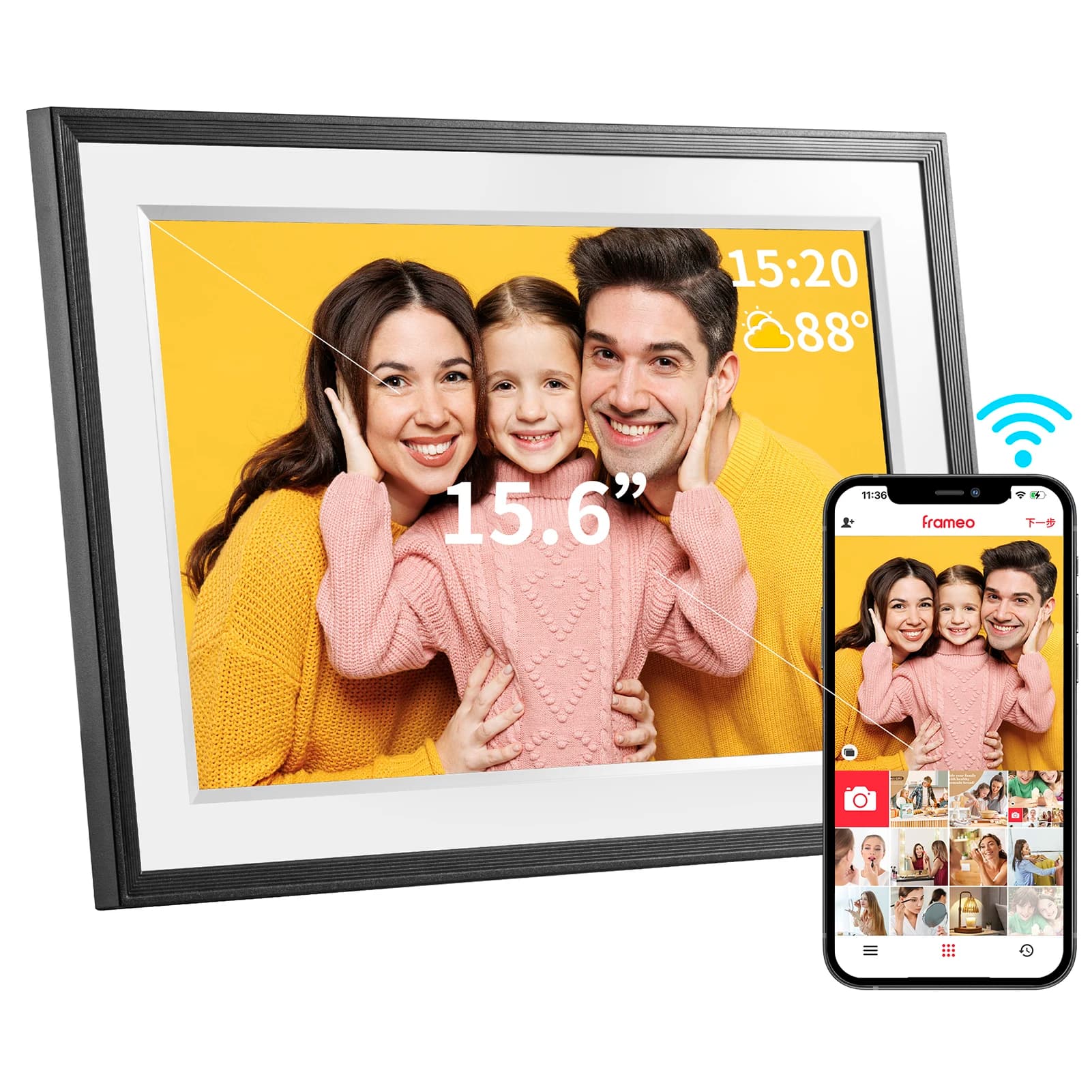 15.6 inch built in 32GB WiFi Large touch ips digital photo frame 1920*1080 WiFi Smart Frame Share Photos and Videos via frameo