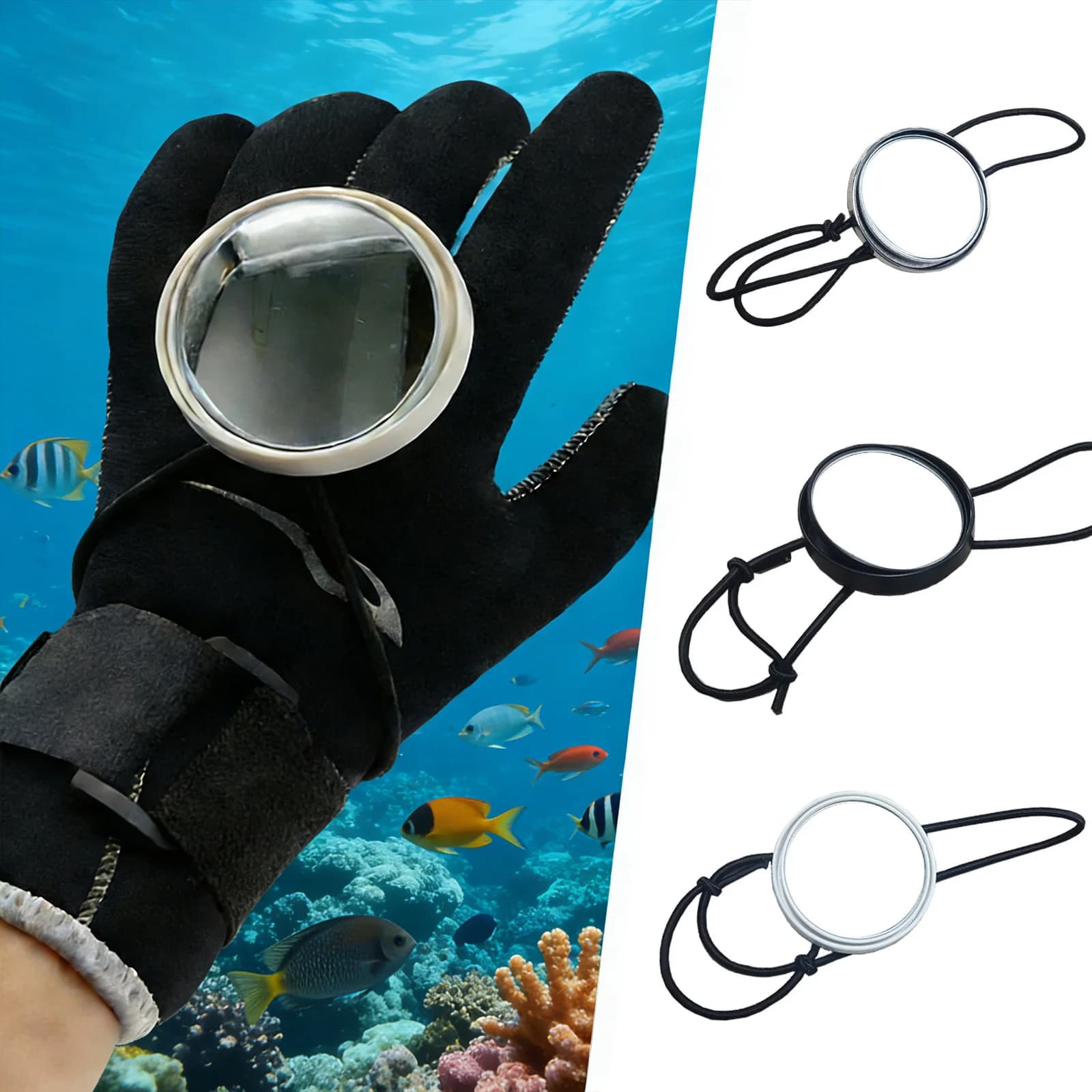 Scuba Diving Wrist Mirror Underwater Observation Equipment With Elastic Band For Scuba Diving Snorkeling Swimming Activities