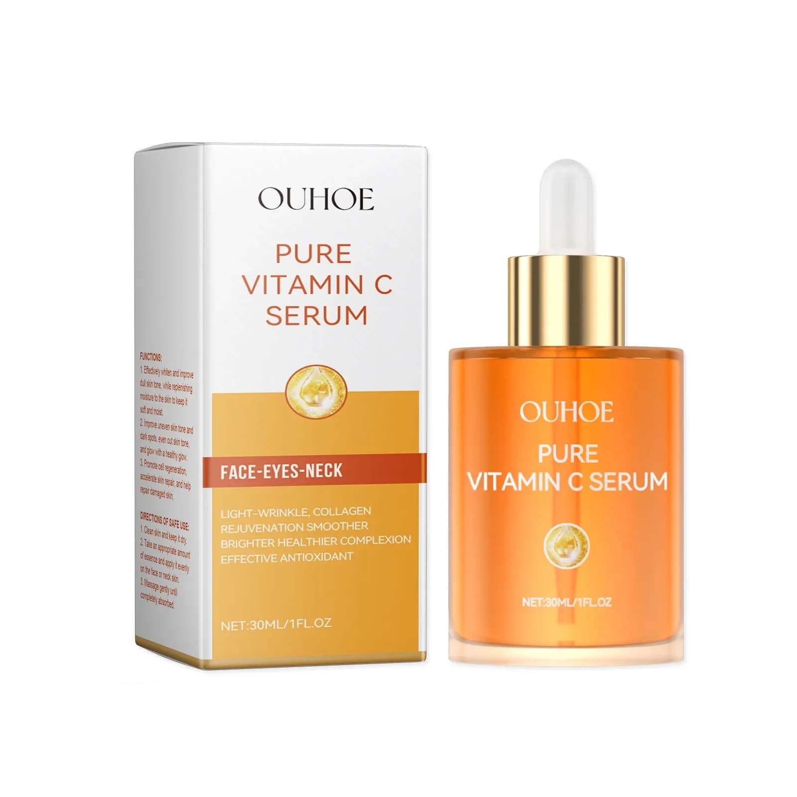 OUHOE Vitamin C Serum with Hyaluronic Acid Brightening Anti-Aging Face Serum for Glowing Moisturizing And Firming Skin