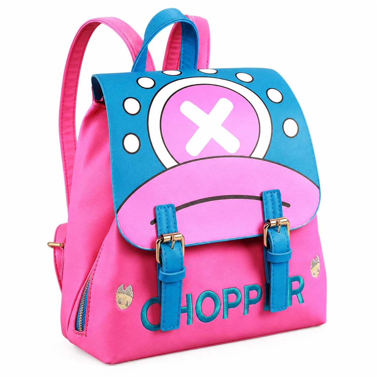 One Piece Chopper Backpack Anime Pink PU School Bag Casual Korean Style Shoulder Backpack for Students Girls Outdoor T