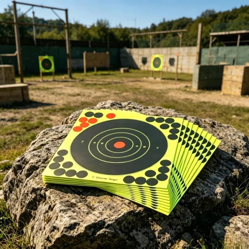 100pcs 8*8 Inch Bullseye Target Stickers, Reactive Self-stick Paper, Outdoor Hunting Archery Practice Shoot Targets