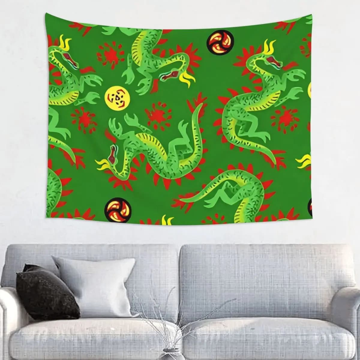 DBZ Tapestry Bohemian Polyester Wall Hanging Dragons Playing Ball on Green Room Decor Yoga Mat Art Tapestries