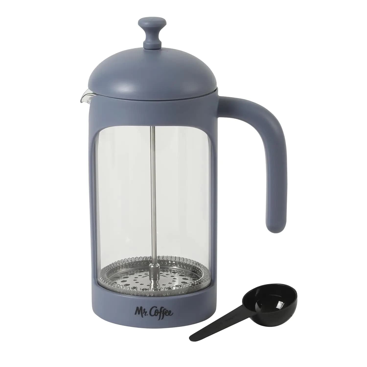 Caffettiera French Press da 31oz, Caraffa in Vetro Borosilicato, Cornice Blu, Include Cucchiaio