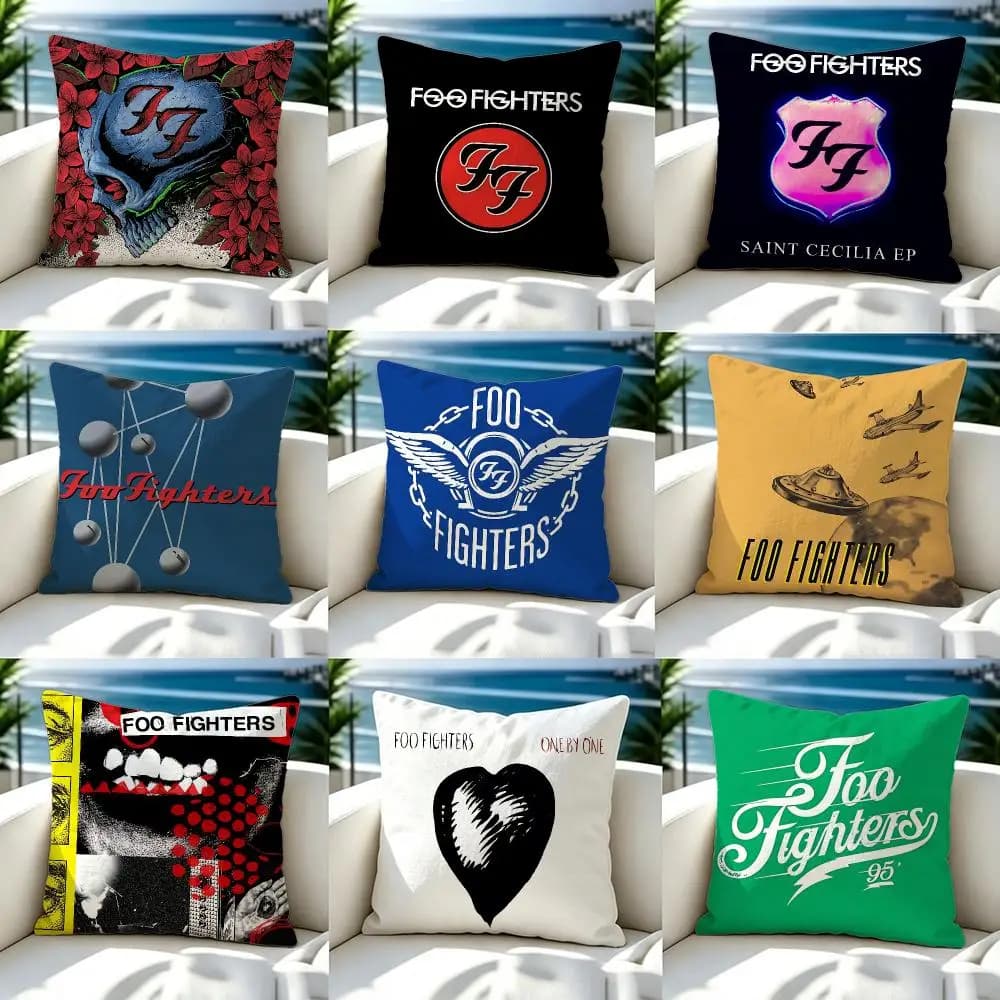 Band Foo Fighters Cushion Cover Soft Pillow Cover Two‑Side Printing Throw Pillow Case for Sofa Pillowcase Home Decoration