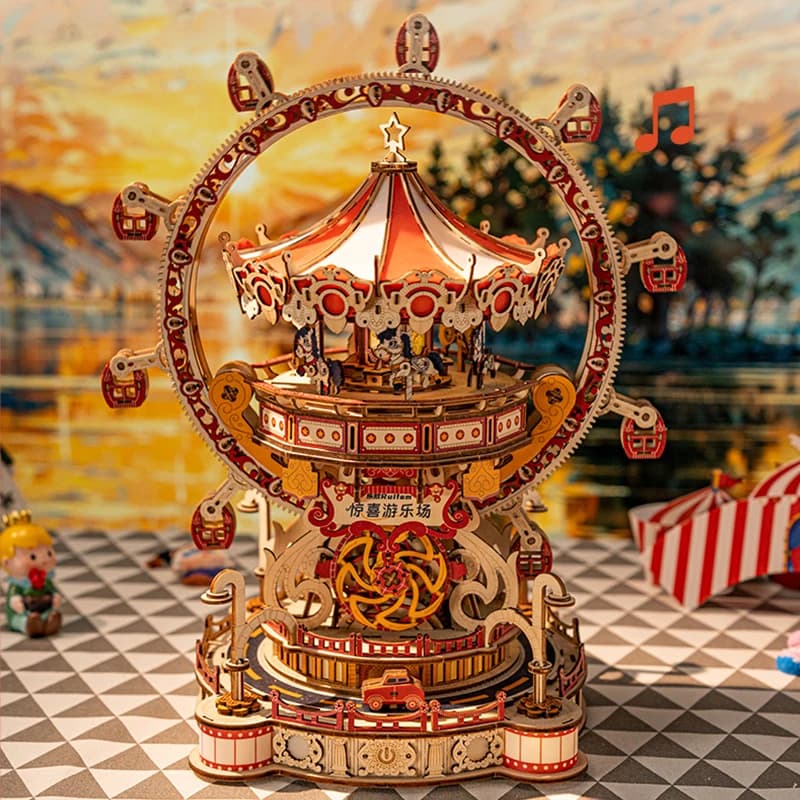 NUOVO Kit di Modellini in Legno 3D Fai-da-Te, Puzzle da Assemblare con Elementi Girevoli, Regalo di Compleanno per Amici
