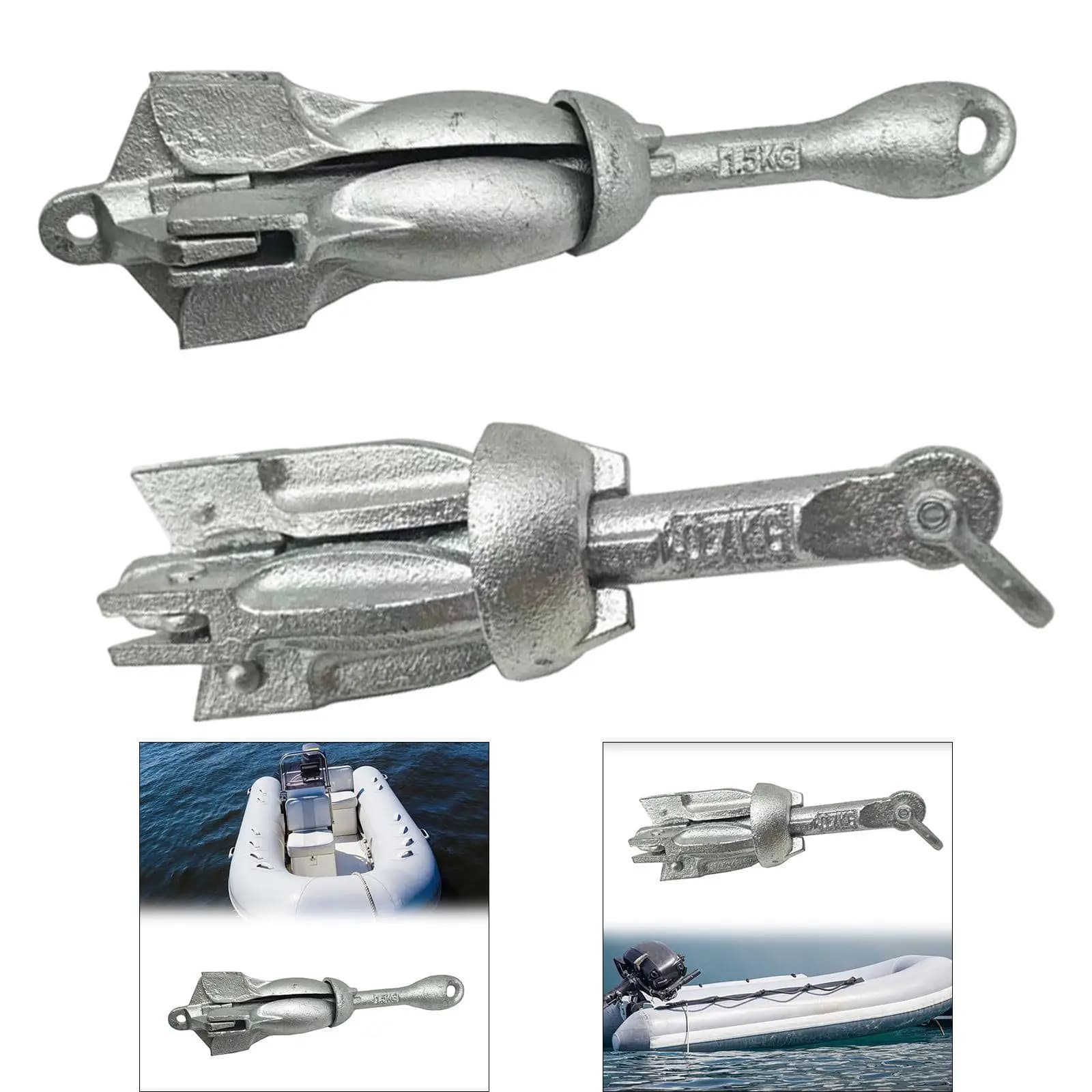 Durevole ancoraggio per barca pieghevole Quattro ancoraggio marino in acciaio zincato Fluke portatile per tavola da paddle gommone gonfiabile per canoa da jet ski