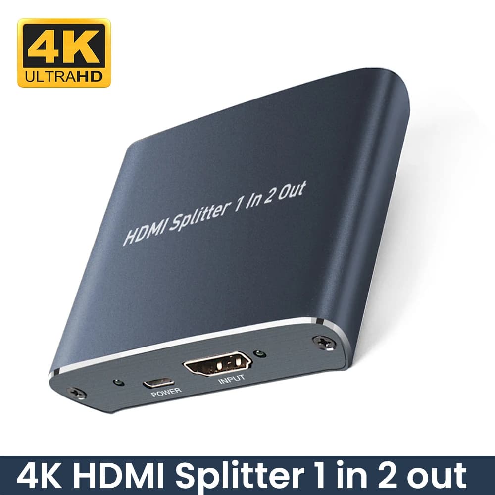 Splitter HDMI 1 ingresso 2 uscite - Display HDMI 1x2 Duplicato/Specchio Splitter alimentato da 1 ingresso a 2 uscite Full HD 1080P, 4K a 30 Hz