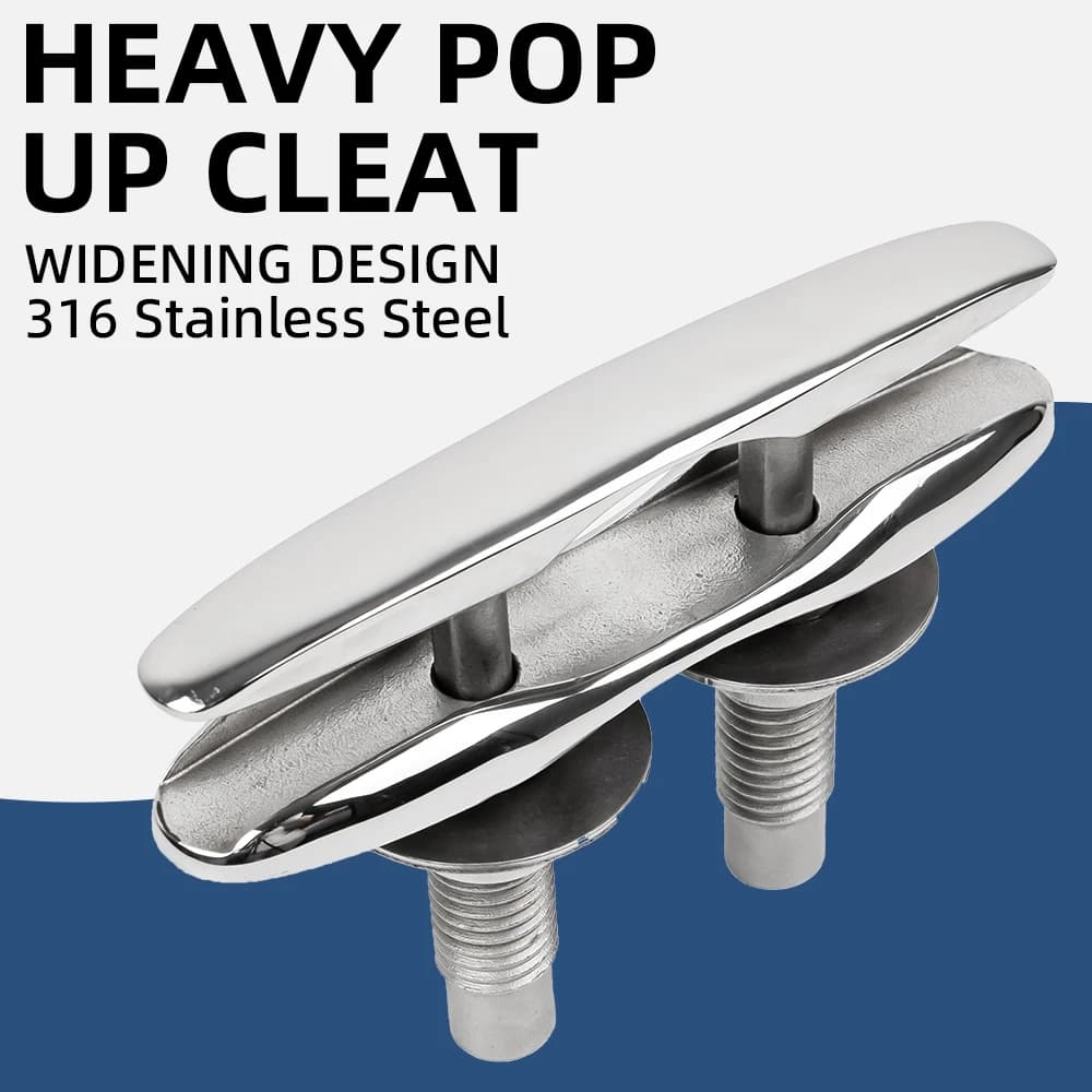 Nuovo aggiornamento 6 "8" Heavy Duty Acciaio inossidabile 316 Flush Pop Up Tacchetta Pull Up Maniglia allargata Retrattile Corda di ormeggio Lucido a specchio
