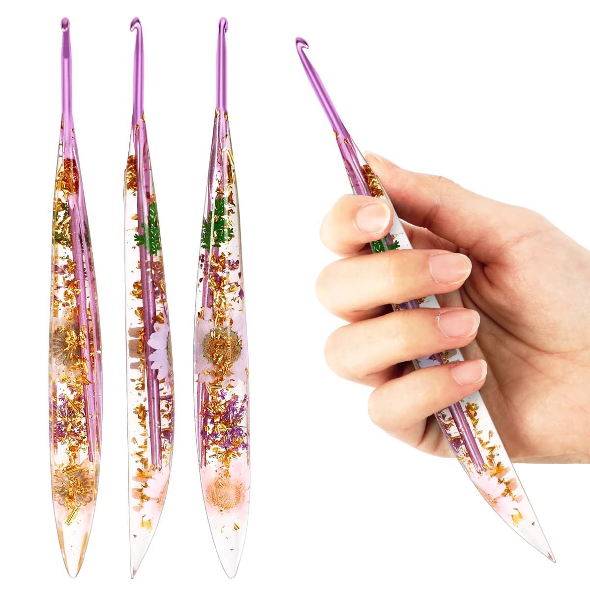 Set da 1/3/9 Uncinetti in Alluminio con Impugnatura Antiscivolo per Lavori a Maglia, 2.0-6.0mm, Strumenti per Uncinetto e Tessitura Fai-da-Te