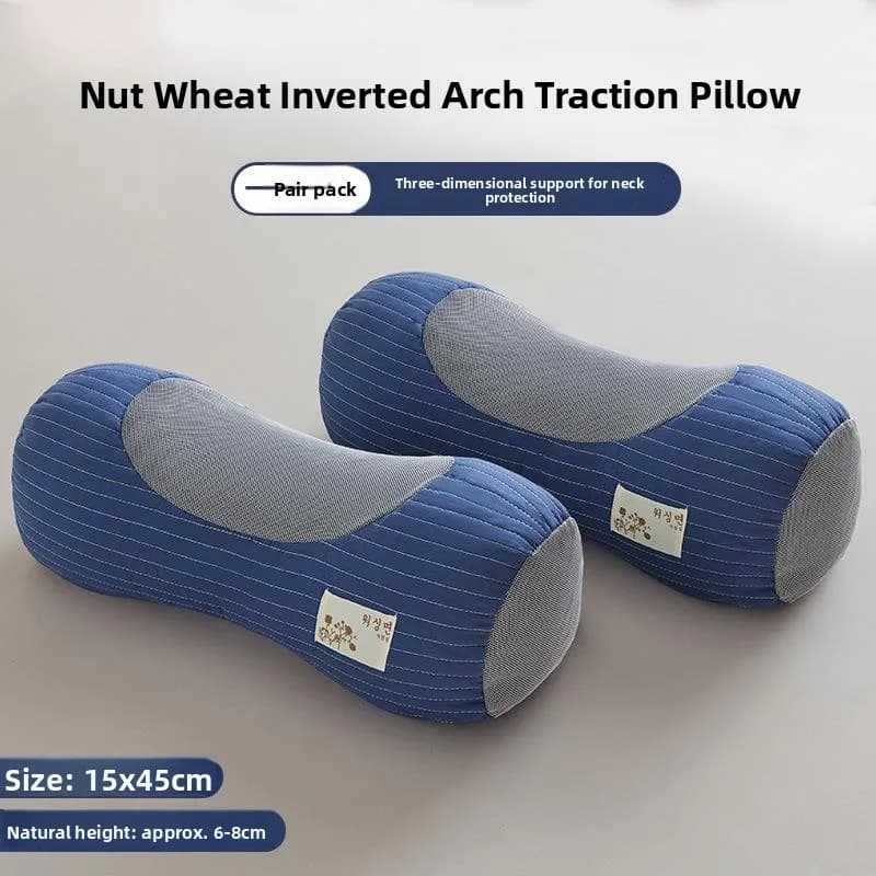 Hard Wheat Grass Pillow Cervical Support Pillow for Students Office Use round Cylinder Pulling Lumbar Special Neck Protection...