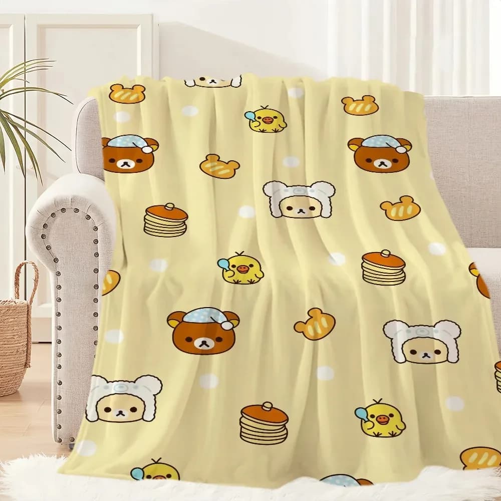 1 simpatica coperta a forma di orsetto Rilakkuma – Coperta calda in peluche per divano, camera da letto, ufficio, viaggi, regalo perfetto per il compleanno dei bambini