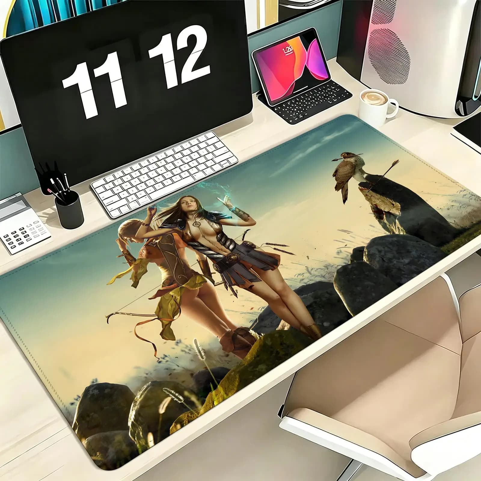 Pro E-Sports Gaming Mousepad Extra Large Non-Slip Stitched Edge Keyboard Laptop Desk Mat For PC Gamer Black Desert Online
