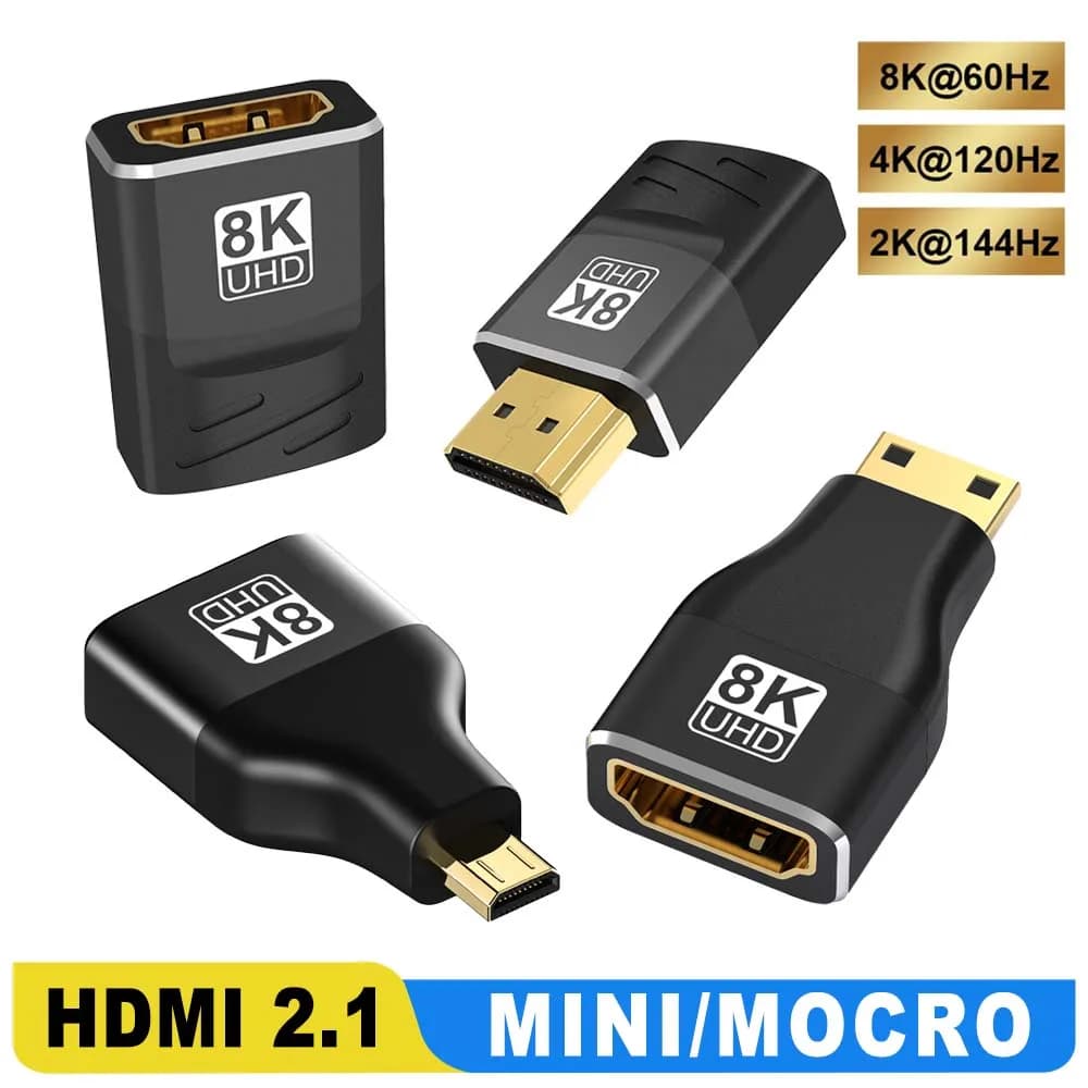 Adattatore cavo HDMI2.1 Convertitore Mini/Micro HDMI a HDMI 2.1 48Gpbs 8K@60HZ Convertitore HDMI 4K@120HZ per HDTV PS5