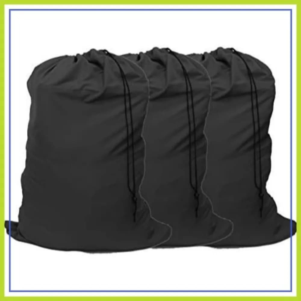 Sacchi per Bucato Extra Large, Confezione da 3, Neri, Borse da Viaggio con Cordoncino, 30x40, per Dormitori Universitari e Appartamenti