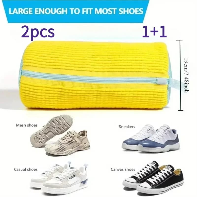 1/2 Pezzi Sacchetto per Lavaggio Scarpe in Cotone, Protezione per Scarpe, Fibre Morbide in Poliestere, Anti-Deformazione per Scarpe e Vestiti