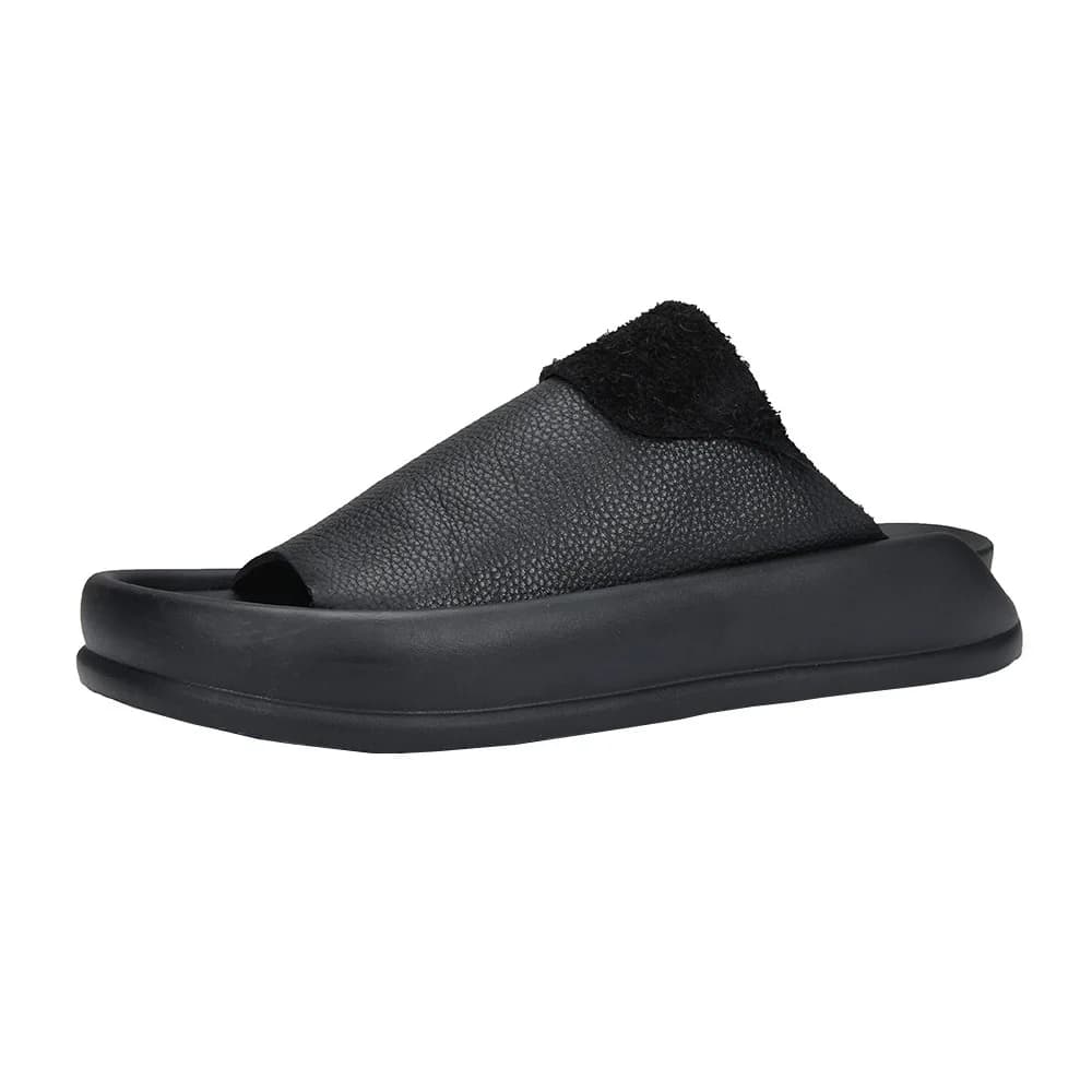 2025 Pantofole in pelle di vacchetta con strato di testa dei nuovi uomini Moda causale Designer Pantofole in tinta unita Scarpe da uomo Estate Dermi Infradito Uomo