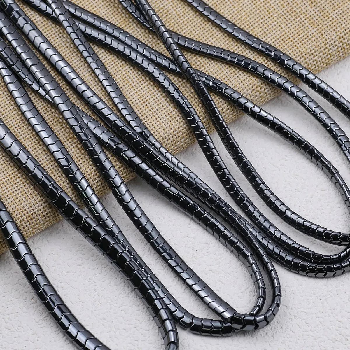 Natural Black Hematite Gear Cut Stone Beads 5/6/8MM Loose Spacer Beads For Jewelry Making DIY Necklaces Earrings Craft Supplies