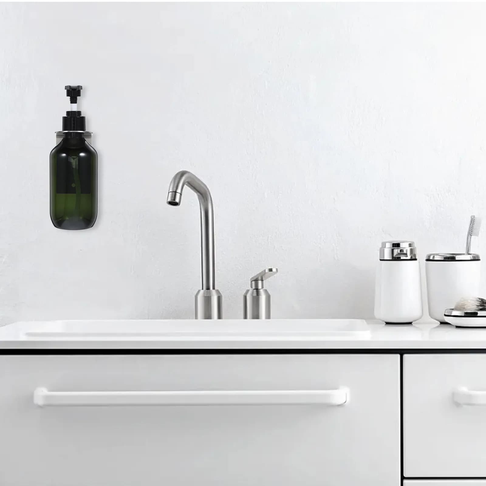 Dispenser di Sapone Liquido a Parete in Acciaio Inox 304 per Bagno, Cucina, Lavanderia, Design Elegante, Ricaricabile, per Sapone Mani e Gel Doccia