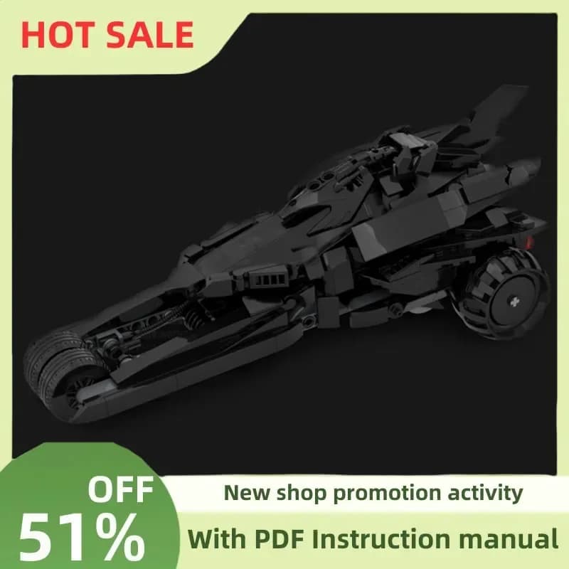 New Hot Famous Bat Hero Serie di film Moc Dragster Dark Shark Modello Puzzle personalizzato Fai da te Idee creative Giocattoli per bambini Regali di compleanno