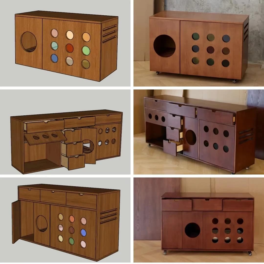 Factory Price Wooden Cat Furniture Multi-Function Pet Cabinet with Litter Area, Dining Zone and Storage