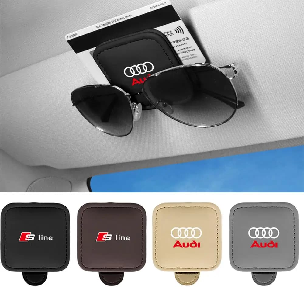 PU Leather Car Sun Visor Glasses Clip Magnetic Sunglasses Holder Accessories For Audi Silne Q3 Q5 Q6 Q7 A3 A4 B8 8P B9 B6 A1 A2