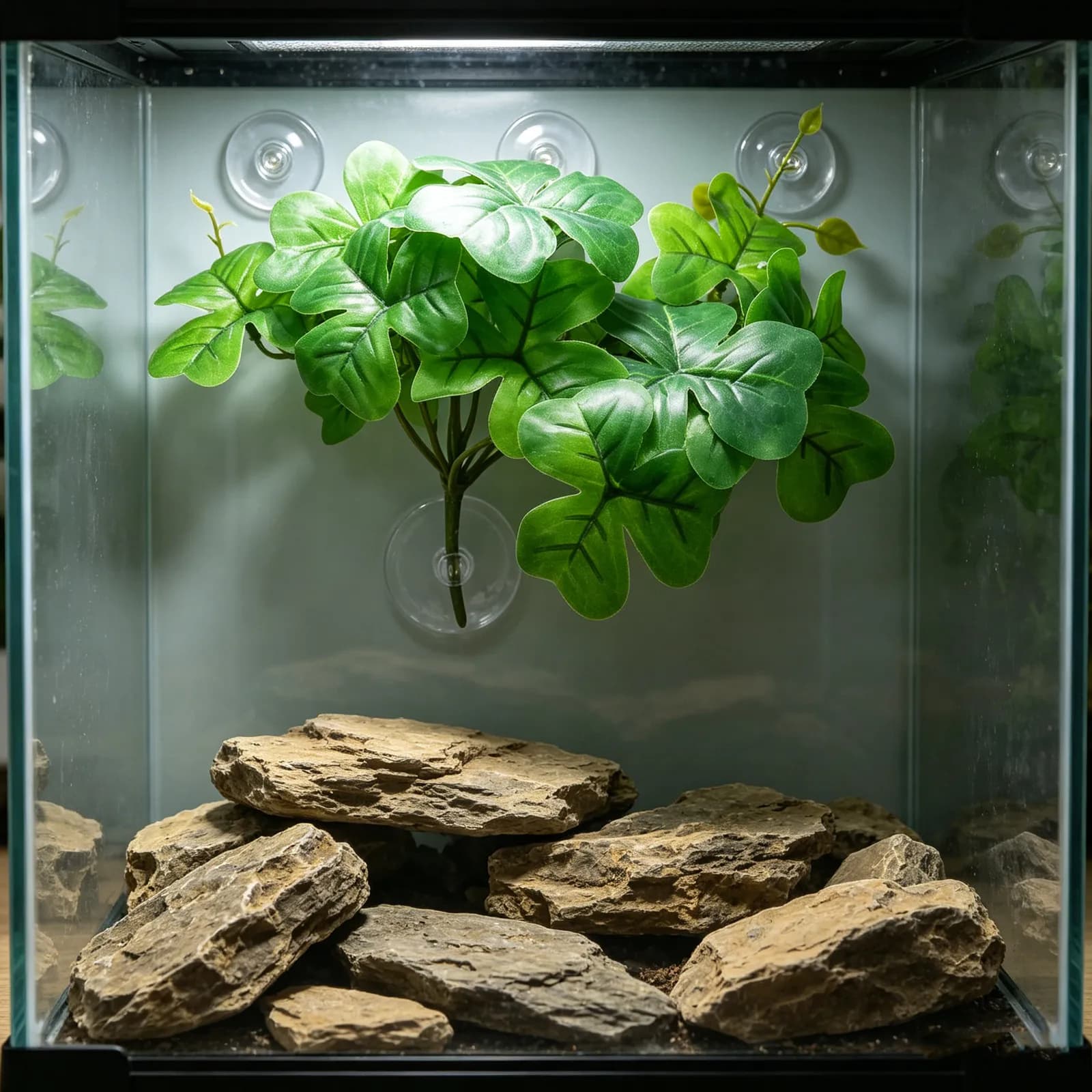 Realistic Reptile Plant Artificial Greenery Hanging Decor Strong Suction Cup for Snake Lizard Terrarium Habitat Setup Reptile