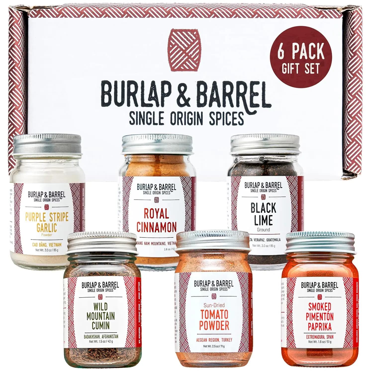 Set Regalo di 6 Spezie Premium - Barattoli a Formato Intero con Cannella, Aglio e Condimenti per Appassionati di Cucina