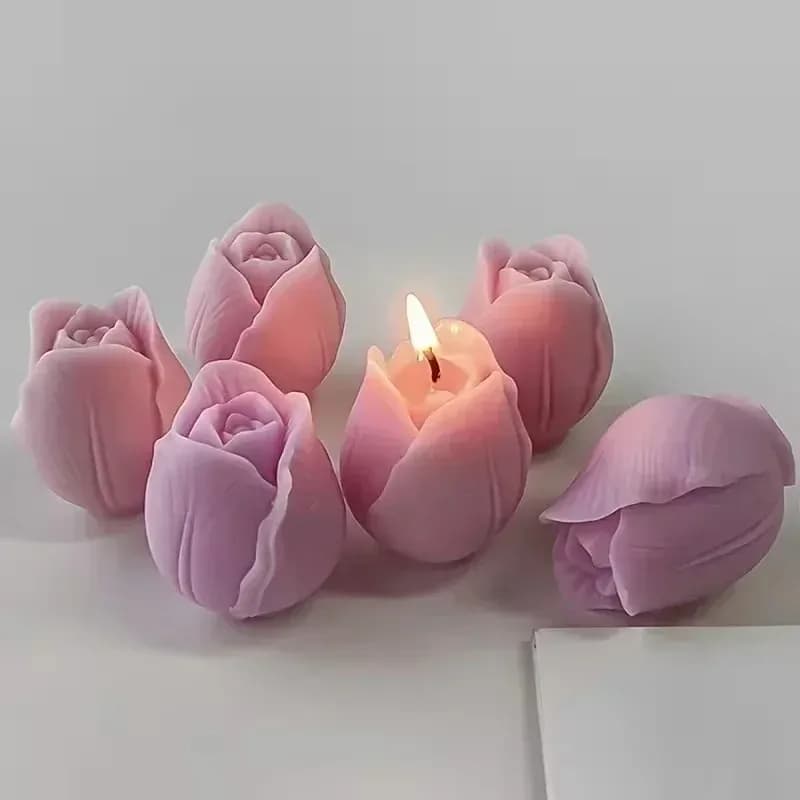 Stampo in silicone 3D a forma di tulipano (6 pezzi) per candele fatte a mano, aromaterapia, sapone, gesso, resina, fai da te - Ultima versione 2026