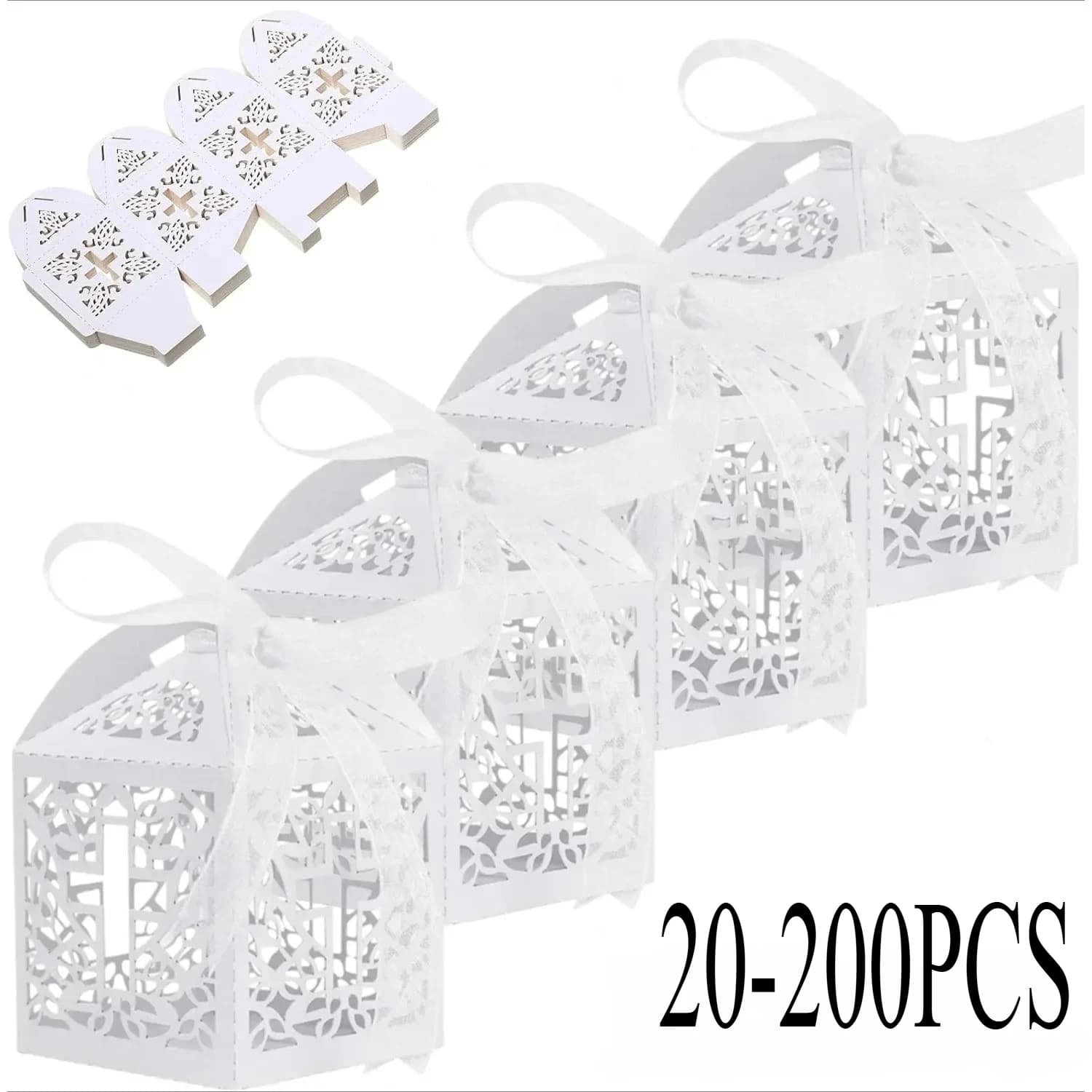 20-200 pezzi scatola di caramelle croce bianca battesimo cioccolato perla carta confezione regalo baby shower la prima comunione decorazioni per feste di compleanno per bambini