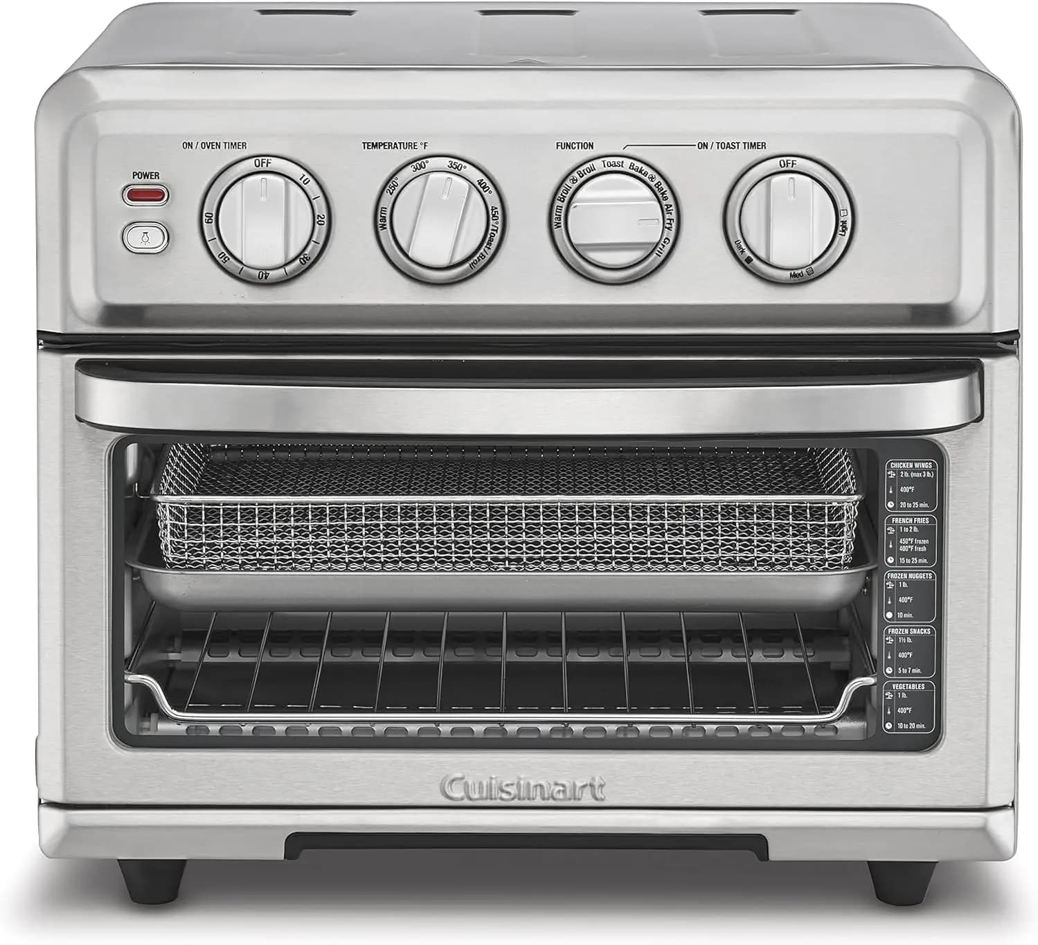 Stainless Steel 8-in-1 Convection Toaster Oven, 1800W Air Fryer with Broil and Warm Functions, 0.6 Cu Ft Capacity, 60-Minute Tim