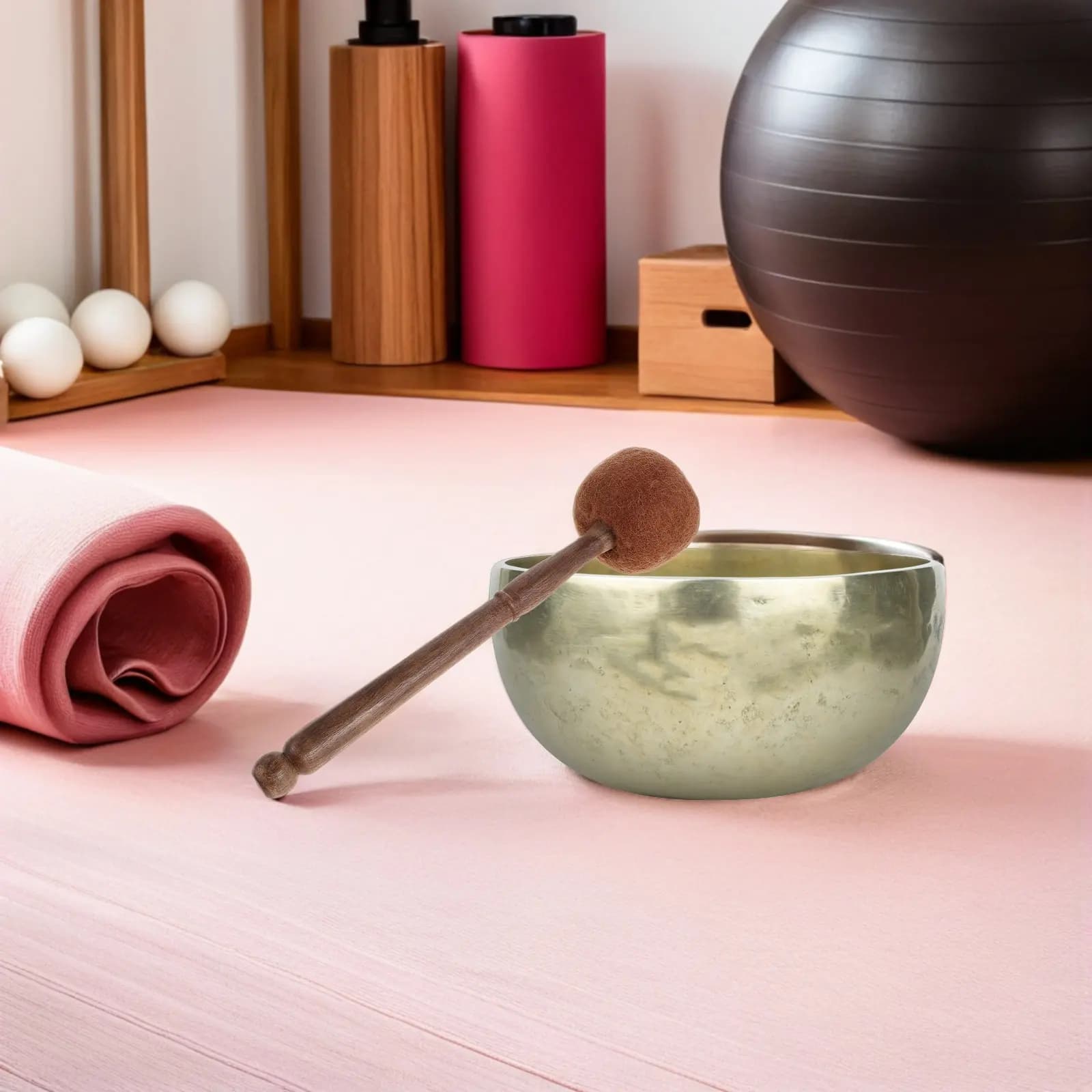 Handmade Tibetan Singing Bowl Mallet 29Cm Wooden Striker Stick Sky Blue Wool Felt Drumstick Meditation Sound Bowl Tool