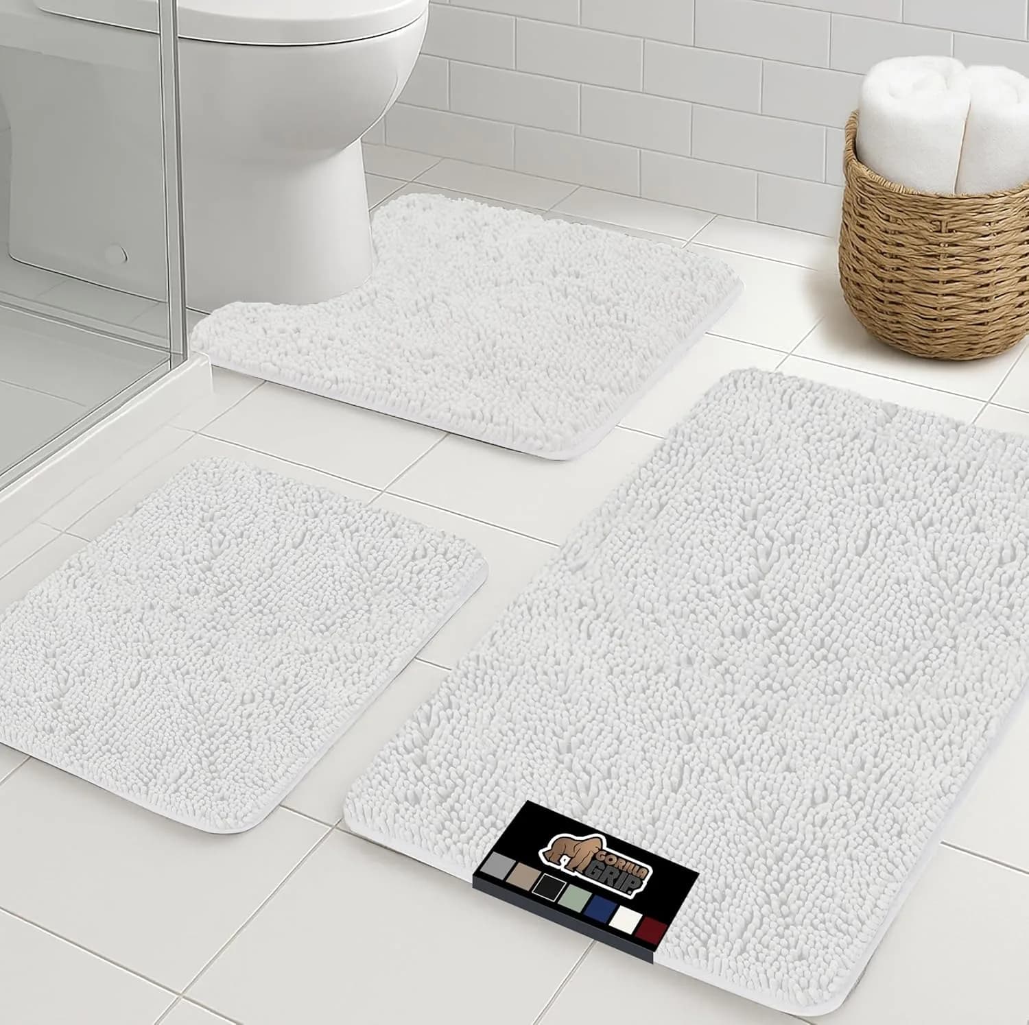 Tappetino da bagno, ciniglia spessa e morbida e assorbente, tappetini in microfibra ad asciugatura rapida, tappeti da doccia lavabili con supporto in gomma, tappetino da bagno Runn