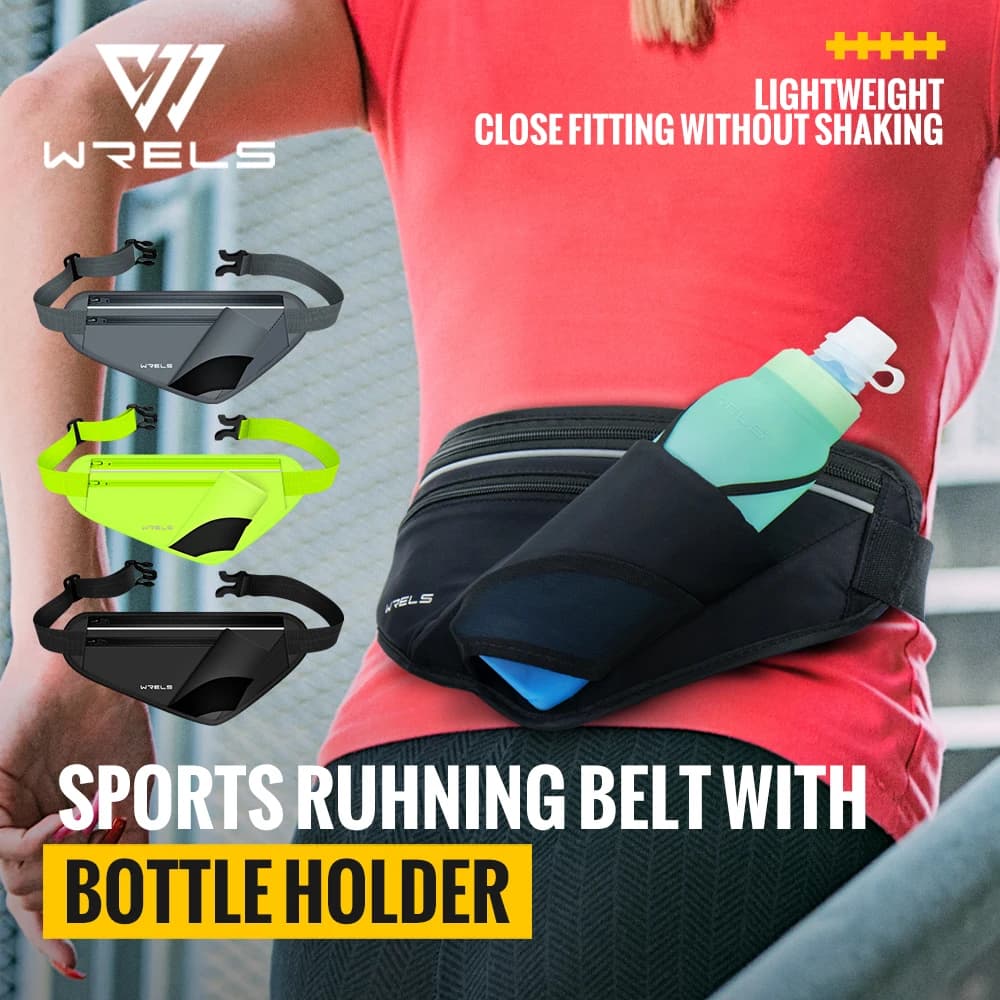 WRELS Current Water Bottle Belt Hydrating Waist Bag for Women Man with Bottle Holder for Hiking Walking Race
