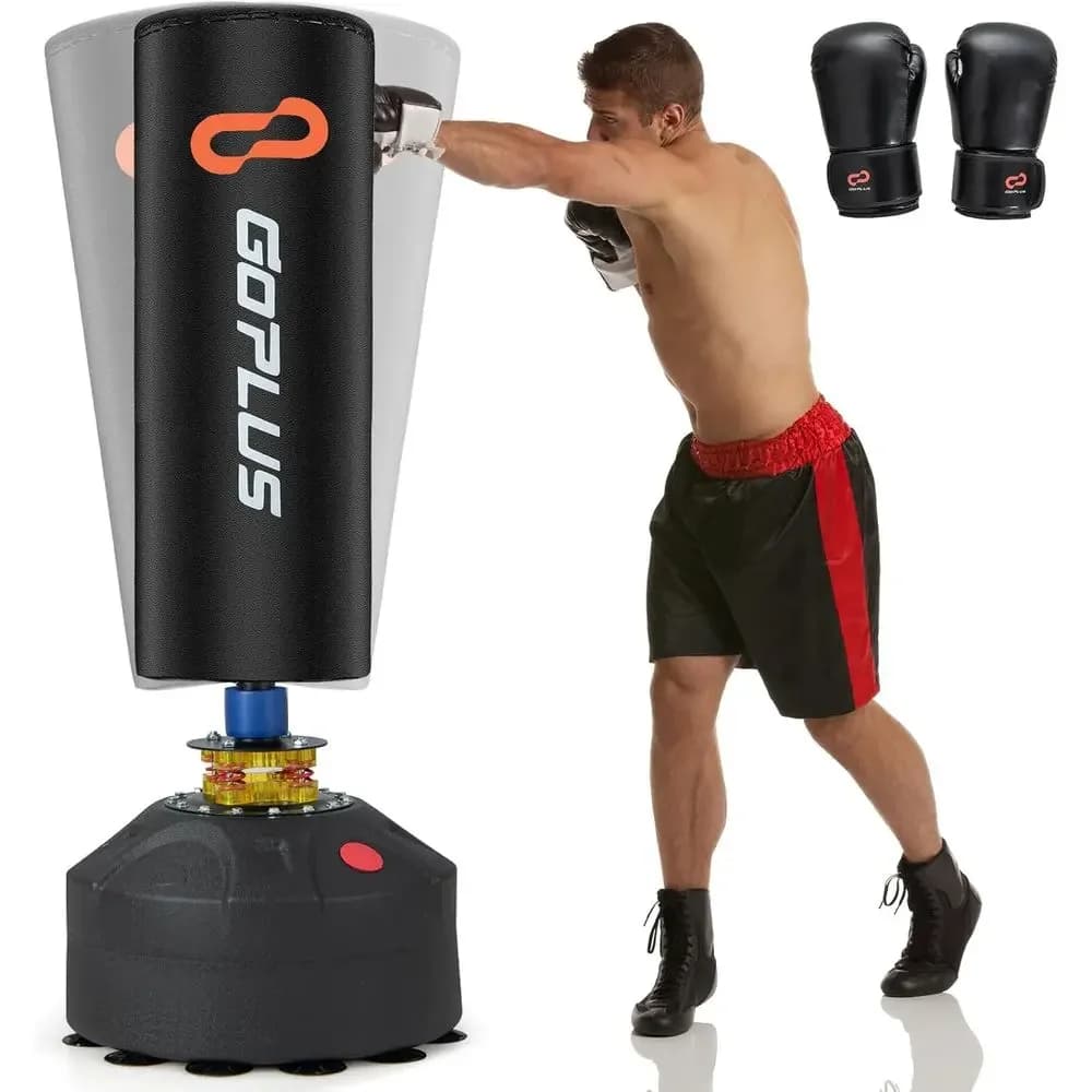 220 lbs Heavy Duty Boxing Bag with Gloves, Shock Absorber, Suction Cup Base - Ideal for Home Gym Training