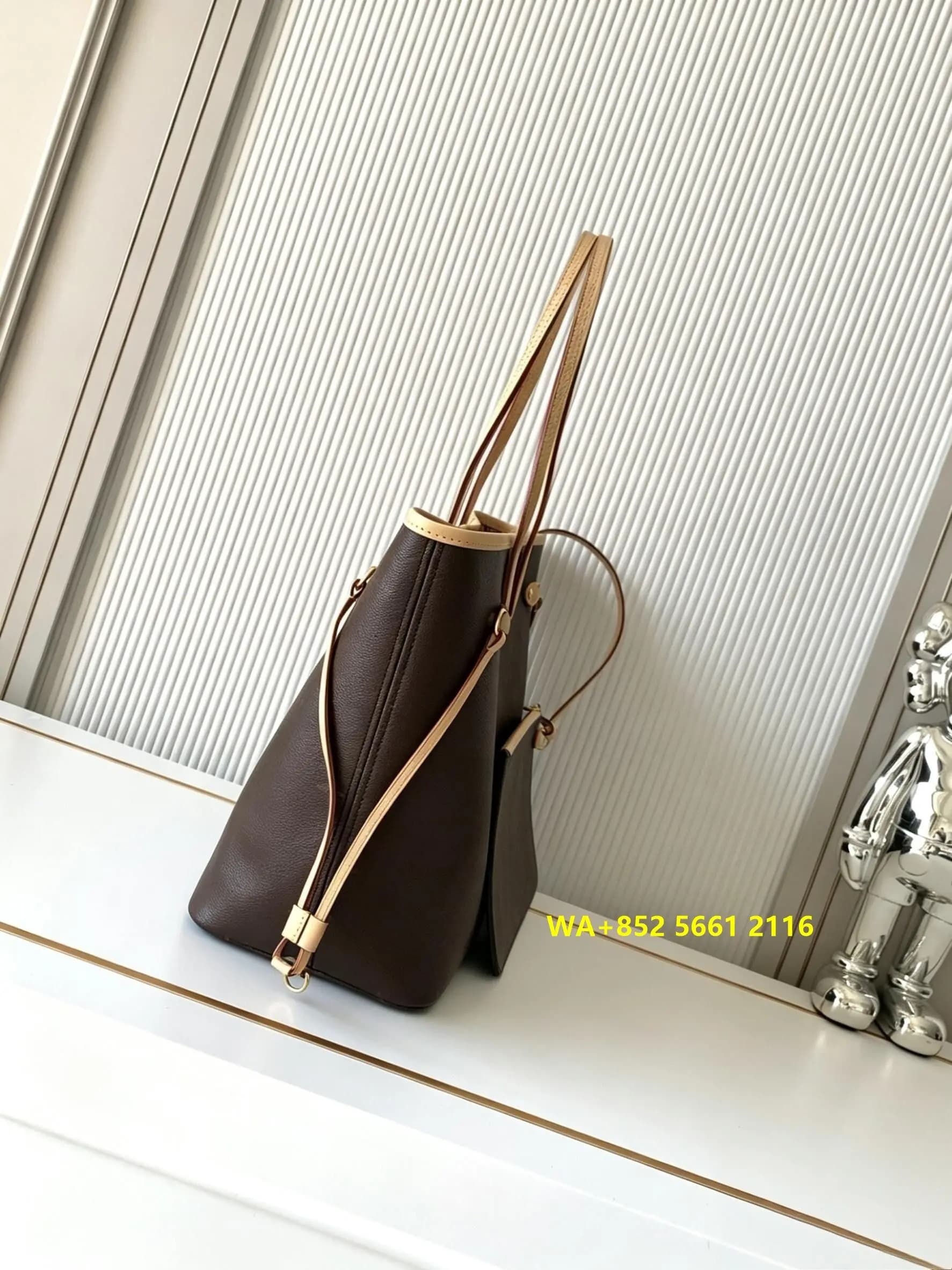 Matching Detachable Zipped Clutch Pouch Included, Striped Fabric Lining Inside the Bag.