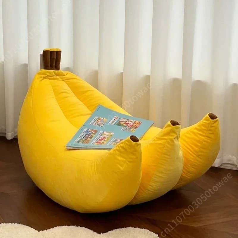 Giant Banana Shaped Plush Floor Cushion, Soft Fluffy Banana Bean Bag Chair, Fun Novelty Floor Pillow for Bedroom