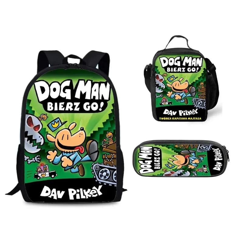 CyDog Man Backpack Schoolbag Lunch Bag Pencil Case Set for Kids Students