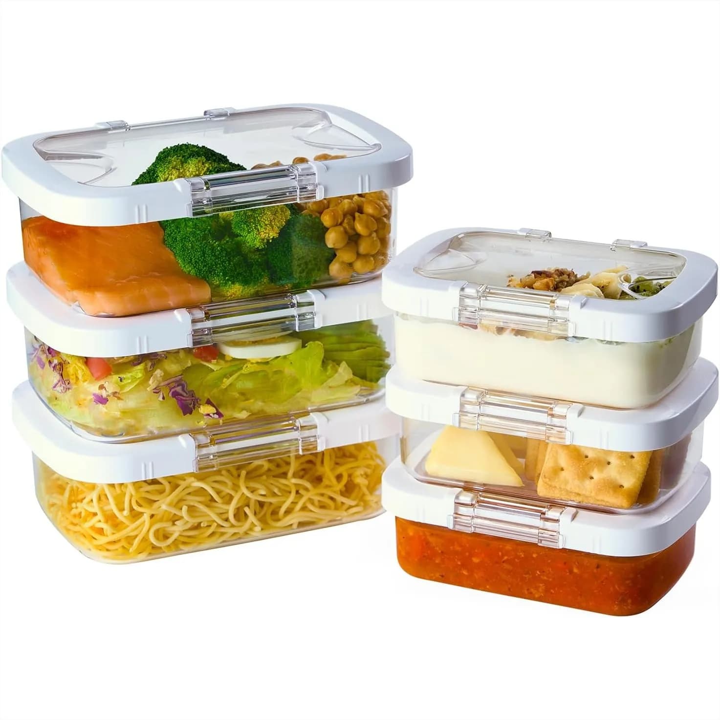 Contenitori per Alimenti in Tritan, Ermetici e Antiperdita per Frigorifero e Congelatore, Adatti al Microonde, Lunch Box per Adulti, Senza BPA