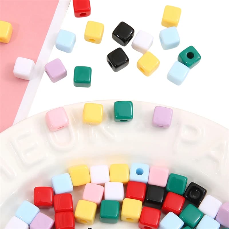 25pcs 10mm Handmade Acrylic Cubic Square Beads for Necklace Bracelet Earring DIY Jewelry Making Loose Beads Accessories