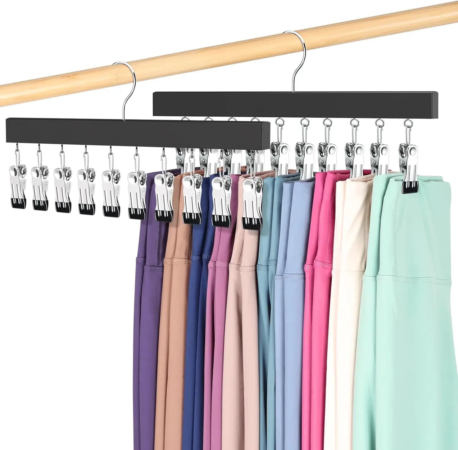 Appendiabiti salvaspazio per pantaloni, 360 ° Clip Girevoli per Leggings, Jeans, Cappelli, Calzini - Confezione da 2