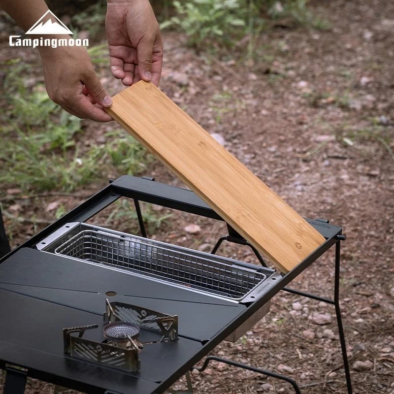 CAMPINGMOON CK-P12 Semi unità in bambù e legno Tavola da campeggio IGT Tavola da tavolo Tavola da taglio indossabile su due lati per esterni