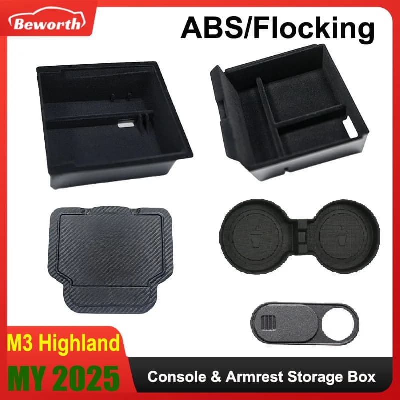 For Tesla New Model Y Juniper 2025 Model 3 Highland 2024 Storage box Central armrest Hidden box Wallet Organizer Accessories