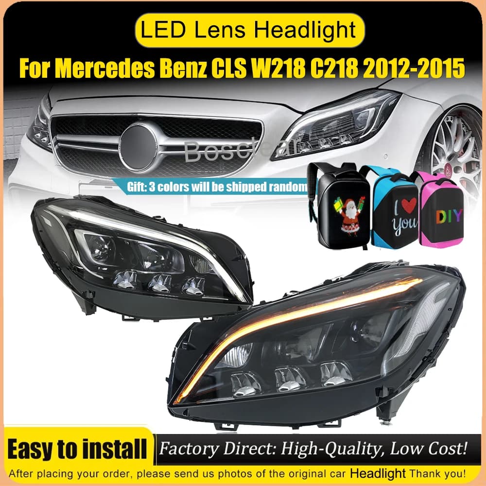 Lampade frontali per BENZ CLS W218 CLS260 CLS300 Faro LED 2012-2017 Fari DRL Indicatori di direzione Abbaglianti Angelo Occhio Lente del proiettore