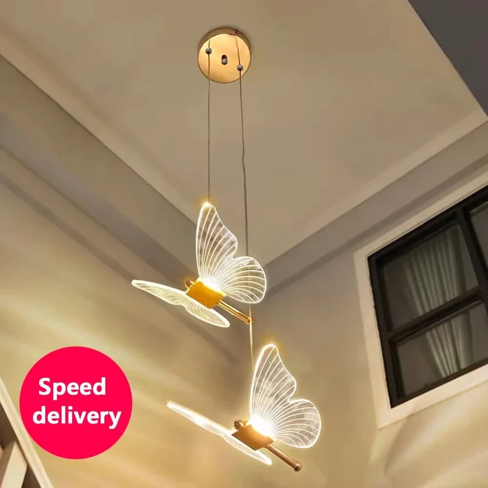 Lampada a sospensione moderna a LED a forma di farfalla, lampada a sospensione a soffitto, comodino, soggiorno interno, sala da pranzo, cucina, decorazione