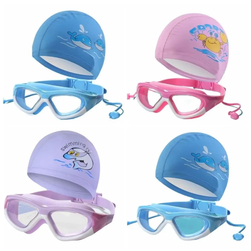 Waterproof Children's Swimming Cap Clear Vision Hair Protection Kids Swimming Glasses Comfortable Anti-fog Boys Swimming Caps