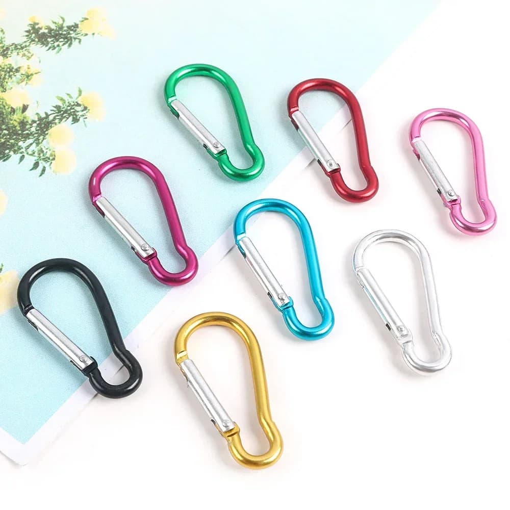 Set di 5 Moschettoni Portachiavi in Alluminio, Anello a D Multicolore, Gancio a Scatto per Campeggio e Zaino