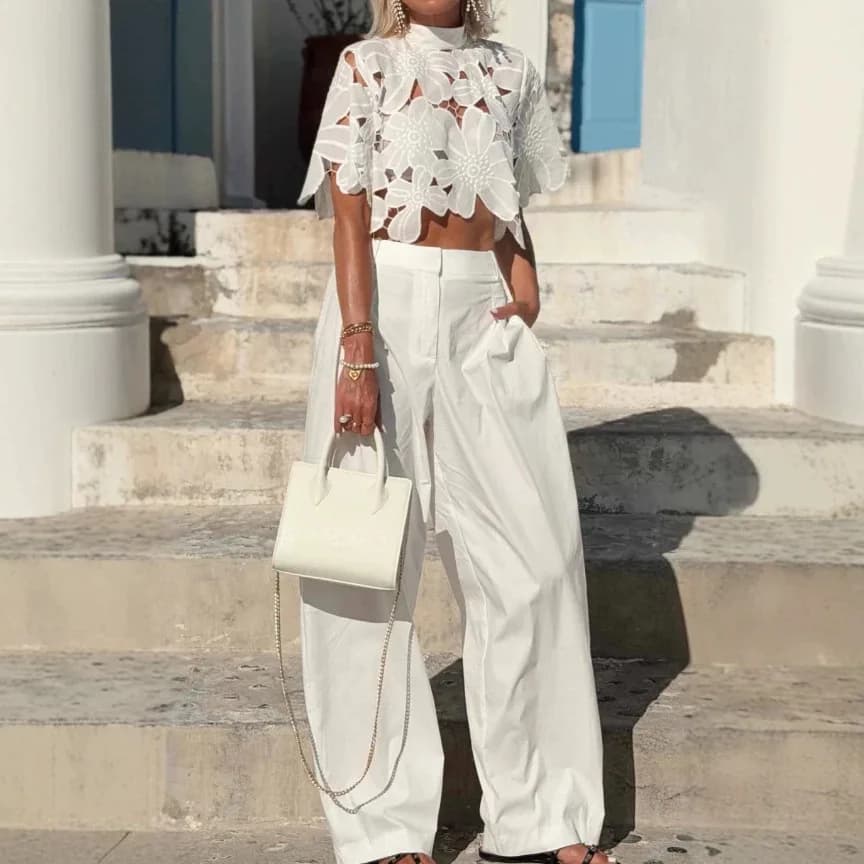 Women's Stand Collar Hollow out Fashion Blouse Summer Half Sleeve Loose Top Solid Lace-Up Pullover Ladies Shirt Streetwear 2026