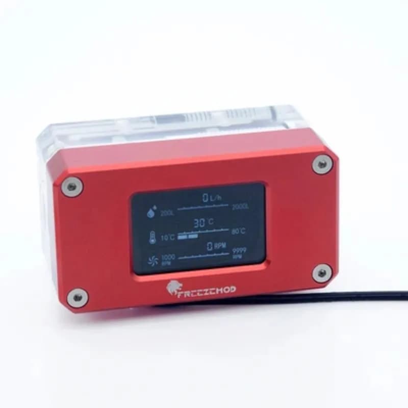 FREEZEMOD Misuratore di portata LCD Termometro per raffreddamento a liquido Funzione multipla AIO Temperatura Rilevamento elettrico Ventola Monitor di velocità RPW