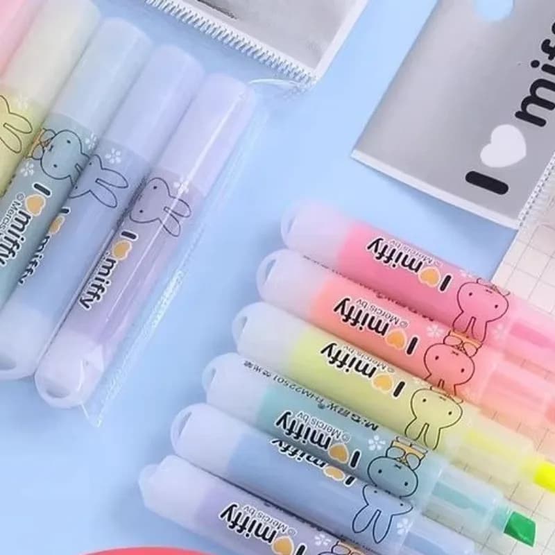 Cartoon Kawaii New Style Mini Highlighter Good Looks Eye-catching Portable Student Focus on Marker Pen Comfortable To Hold Miffy